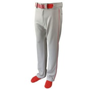 Martin Sports YOUTH Baseball / Softball Belt Loop GREY Pants with RED Piping