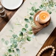 thumbnail image 3 of Green Eucalyptus Leaves Table Runner 108 Inches, Vintage Art Farmhouse Rustic Bed Runner Dresser Scarves Tabletop for Indoor Outdoor Parties/Ceremony/Banquet, 13"x 108", 3 of 8