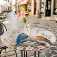 thumbnail image 4 of Birds Floral Fitted Tablecloth with Elastic Edged, Round Table Cloth for Dining Table, Farmhouse Vintage Pink Flower Leaf Waterproof Oil Proof Table Cover for Indoor Outdoor 45"-54", 4 of 8