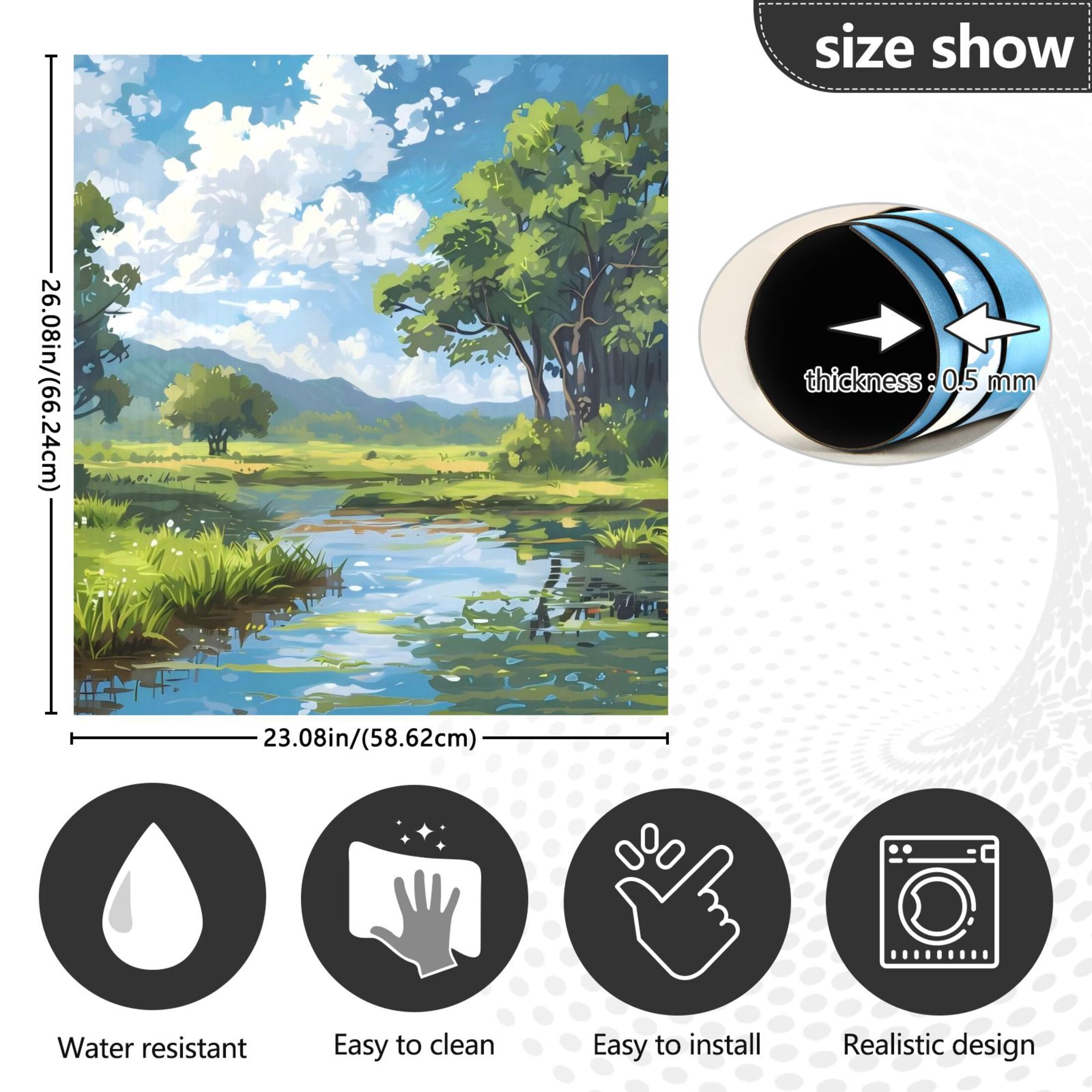 Dishwasher Magnetic Sticker 23x26 Inch Refrigerator Magnetic Sticker Washing Machine Magnetic Sticker Kitchen Panel Magnetic Sticker Home Decor Rivers Trees White Clouds