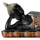 thumbnail image 4 of Estatua de Buda durmiente de resina Adornos Escultura Fengshui Decoración Budismo Fengshui Estatuilla para escritorio Vino pequeña sala Decoración , negro yotijar Estatua de Buda, 4 of 9