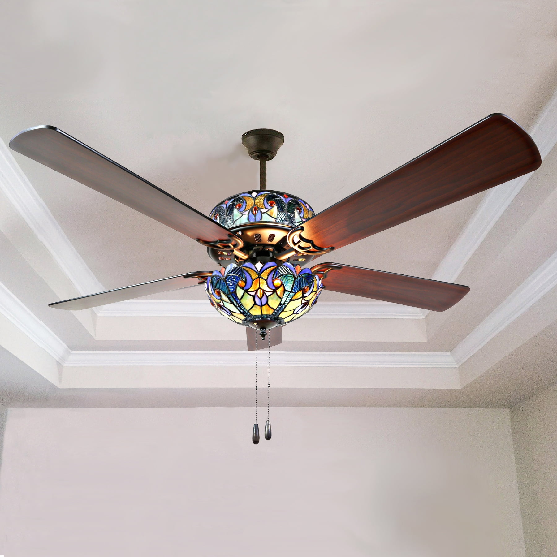 River Of Goods 52 Halston Stained Glass 5 Blade Ceiling Fan