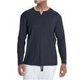 thumbnail image 2 of pstuiky Camisas para hombre de manga larga, Camisa deportiva de entrenamiento fácil para hombre, elástica, de color liso, con cuello en V y manga larga Tops de talla grande para hombre xxl, 2 of 4