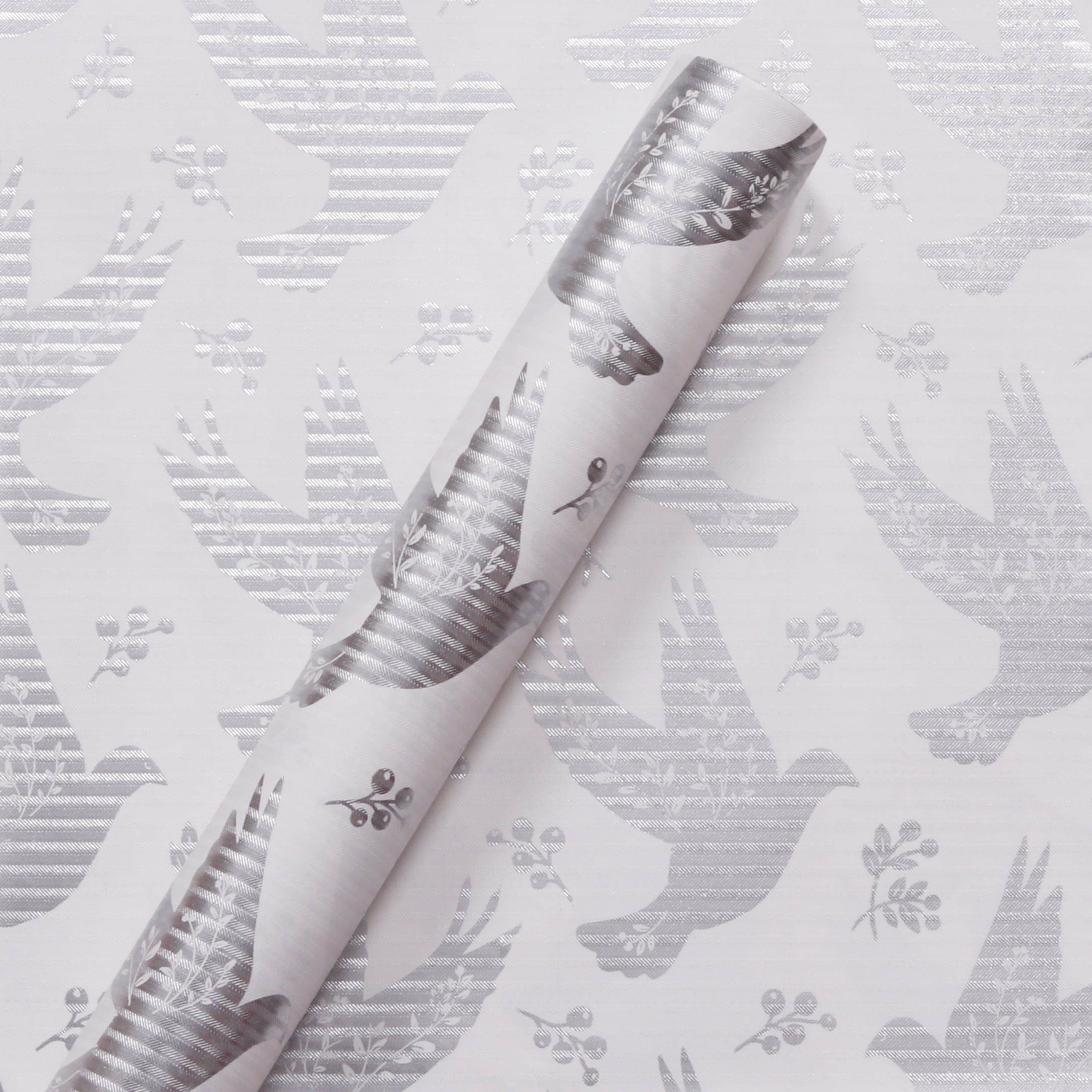 Holiday Time Silver and White Christmas Wrapping Paper, 15 Sq ft