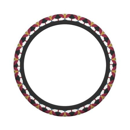XMXY Car Steering Wheel Cover, Retro Pattern Repeat Circles Non-Slip Jeep Truck Universal Elastic Steering Wheel Protector 15 inch