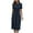 Navy, variant on VSSSJ Womens Summer Casual Midi Dress Slim Crew Neck Solid Color Tunic Long Dress Button Front Short Sleeve Elegant Dress with Pockets