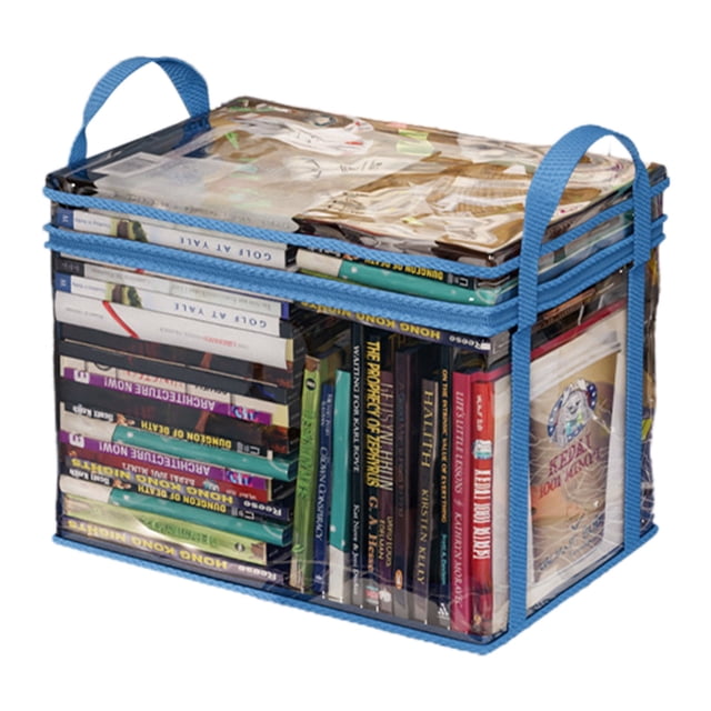Caja de almacenamiento transparente Harliver, bolsa para libros de estudiantes, bolsa transparente para guardar libros, caja organizadora de libros de mano plegable, bolsa transparente para guardar