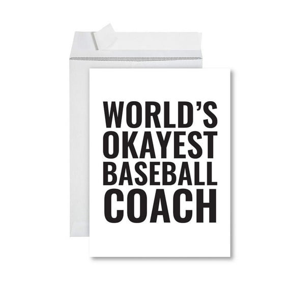 Koyal Wholesale Funny World's Okayest, Blank Greeting Card with Envelope, Humour, Banter, Baseball Coach, Set of 1