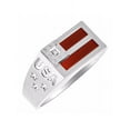 thumbnail image 2 of RYLOS Men's Rings Sterling Silver USA Flag Designer Ring With Diamonds and Red Quartz Rings For Men Size 11, 2 of 5