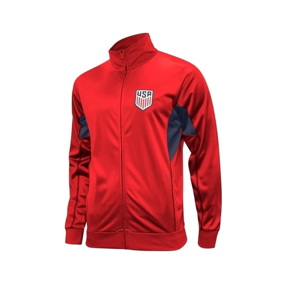 Icon Sports US Soccer Federation Licensed Soccer Zipper Jacket Adult Athletic Panel - Red Large