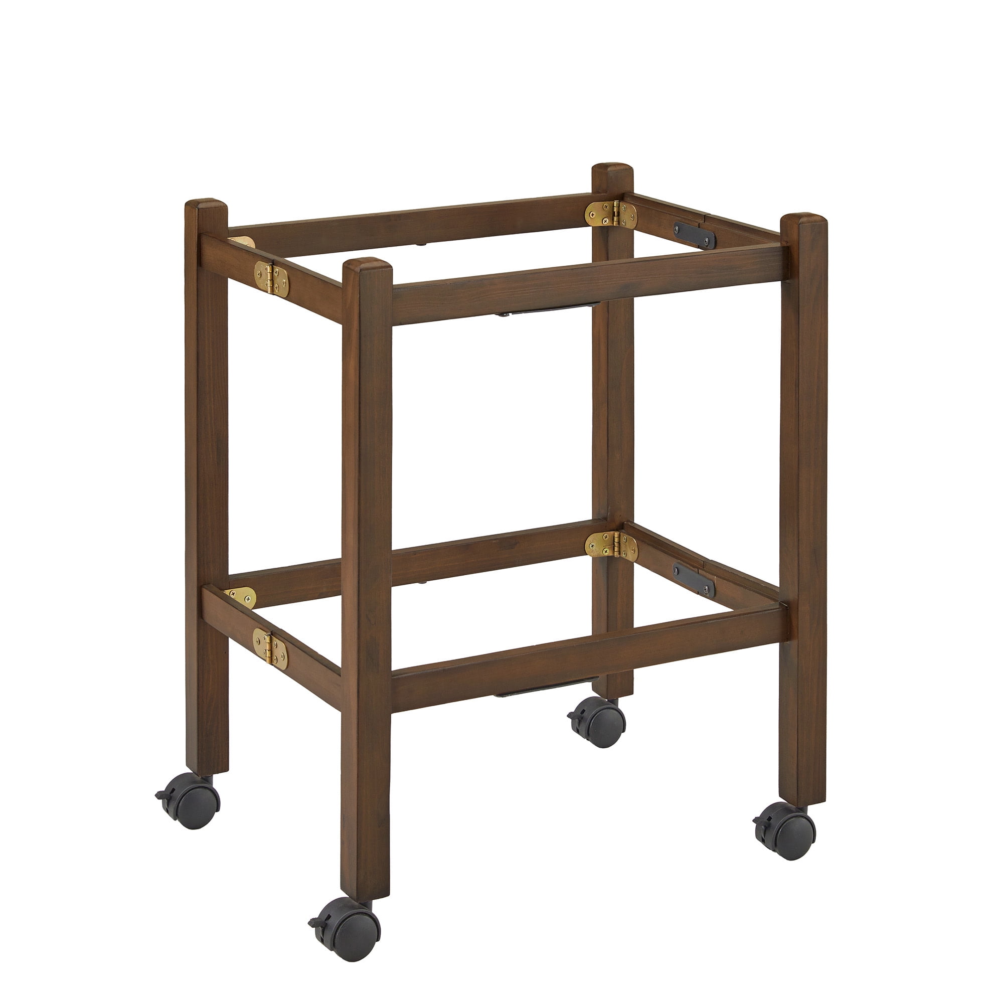 Weston Home Telluride Wood Finish Folding Bar Cart with Two Detachable Trays, Walnut Finish