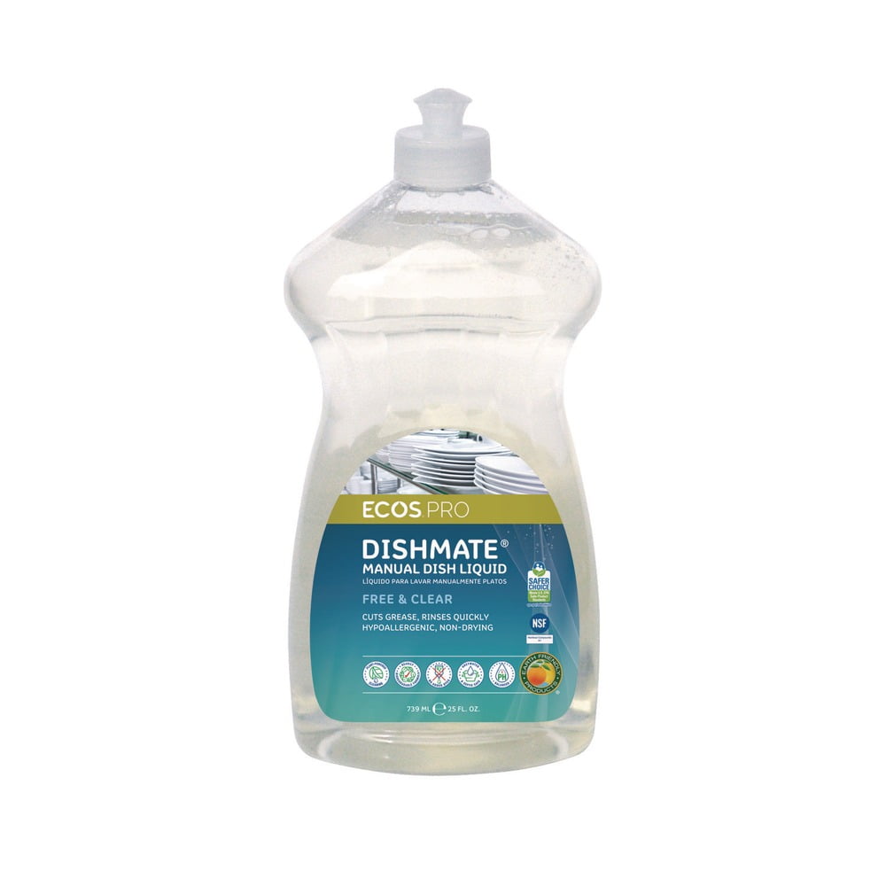 25 oz Dishmate Manual Dish Liquid Squeeze Bottle - Free and Clear (6/Carton)