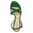thumbnail image 4 of YDN Women Elegant Open Toe Chunky Block High Heel Sandals Ankle Buckle Straps Platform Pumps Wedding Dress Shoes Size 9 Green, 4 of 4