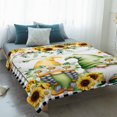 thumbnail image 4 of Sunflower Gnomes Blanket Soft Cozy Warm Throw Blanket for Couch, Plush Fuzzy Flannel Fleece Blankets for Sofa, Spring Farmhouse Daisy Leaf Wooden Grain Bed Blankets Lightweight Gifts for Men, 30"x40", 4 of 9