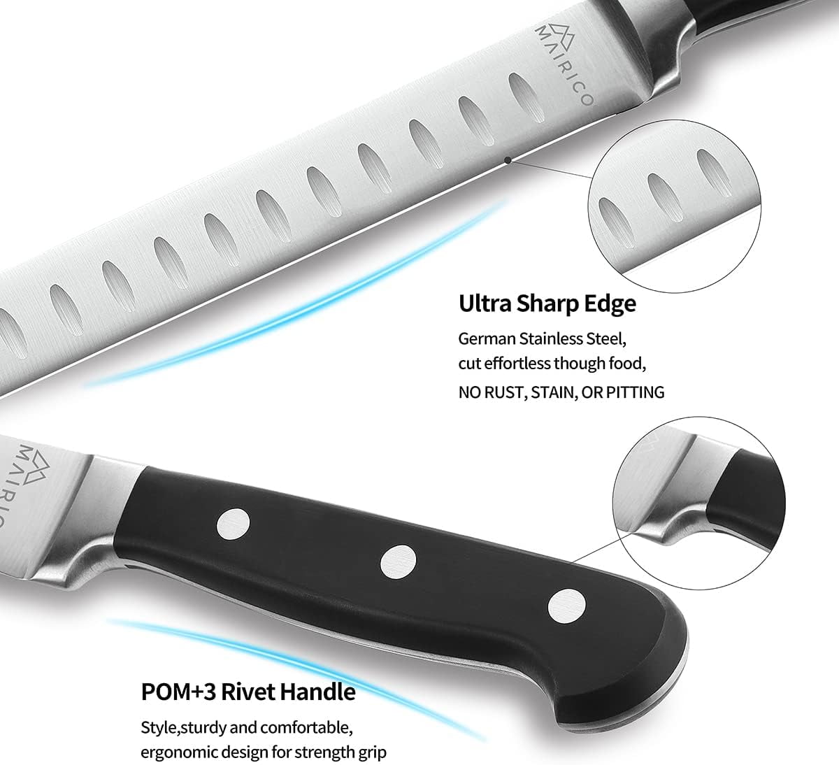 SpitJack Brisket Knife for Meat Carving and Slicing - Stainless Steel, Granton Edge, 11 Inch Blade, BBQ Competition-Chef Series