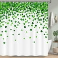 thumbnail image 4 of St. Patrick''s Day Shower Curtain, Green Clover Shamrock Leaf Decor Fabric Shower Curtains, Irish Green White Bathroom Shower Curtain Set with Hooks 72 x 72 Inches, 4 of 7