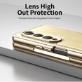 thumbnail image 6 of Dteck Case for Samsung Galaxy Z Fold 3,Luxury Leather Built-in Screen Protector Case Shockproof Electroplated Hard PC Bumper Cover for Galaxy Z Fold 3 5G,Gold, 6 of 9