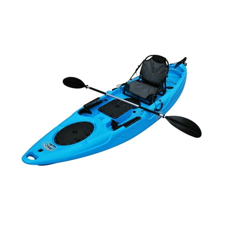 Angler Fishing Kayak Package - BKC UH-RA220 11.5 foot Angler Sit On Top Fishing Kayak with Paddles and Upright Chair and Rudder System Included