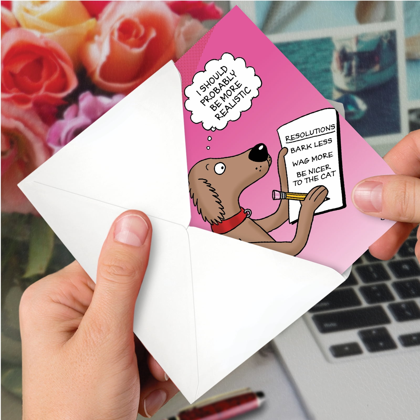 12 New Year Greeting Cards (1 Design, 12 Cards) - Dog Resolutions C4520NYG-B12