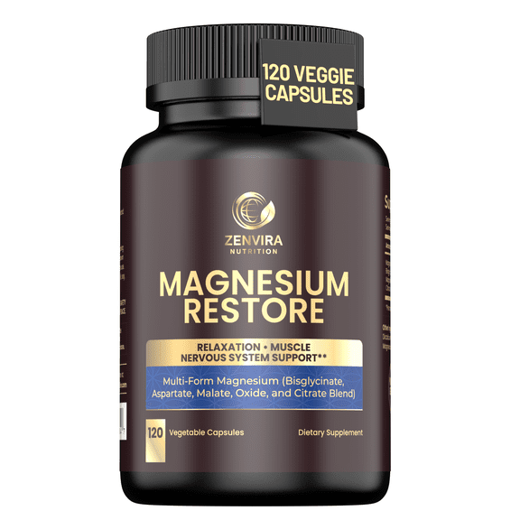 Zenvira Magnesium Restore 500mg Multi-Form Magnesium Blend, 120 Capsules