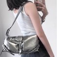 thumbnail image 4 of Bolso Hombro Retro para Mujer Cuero PU Y2K Bolso Calle Femenino Color Sólido (Plata), 4 of 9