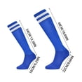 thumbnail image 2 of Kids Soccer Socks Striped Knee High Tube Socks Football Uniform Sports Socks for Boys Girls 6-12 Years Old Blue, 2 of 3