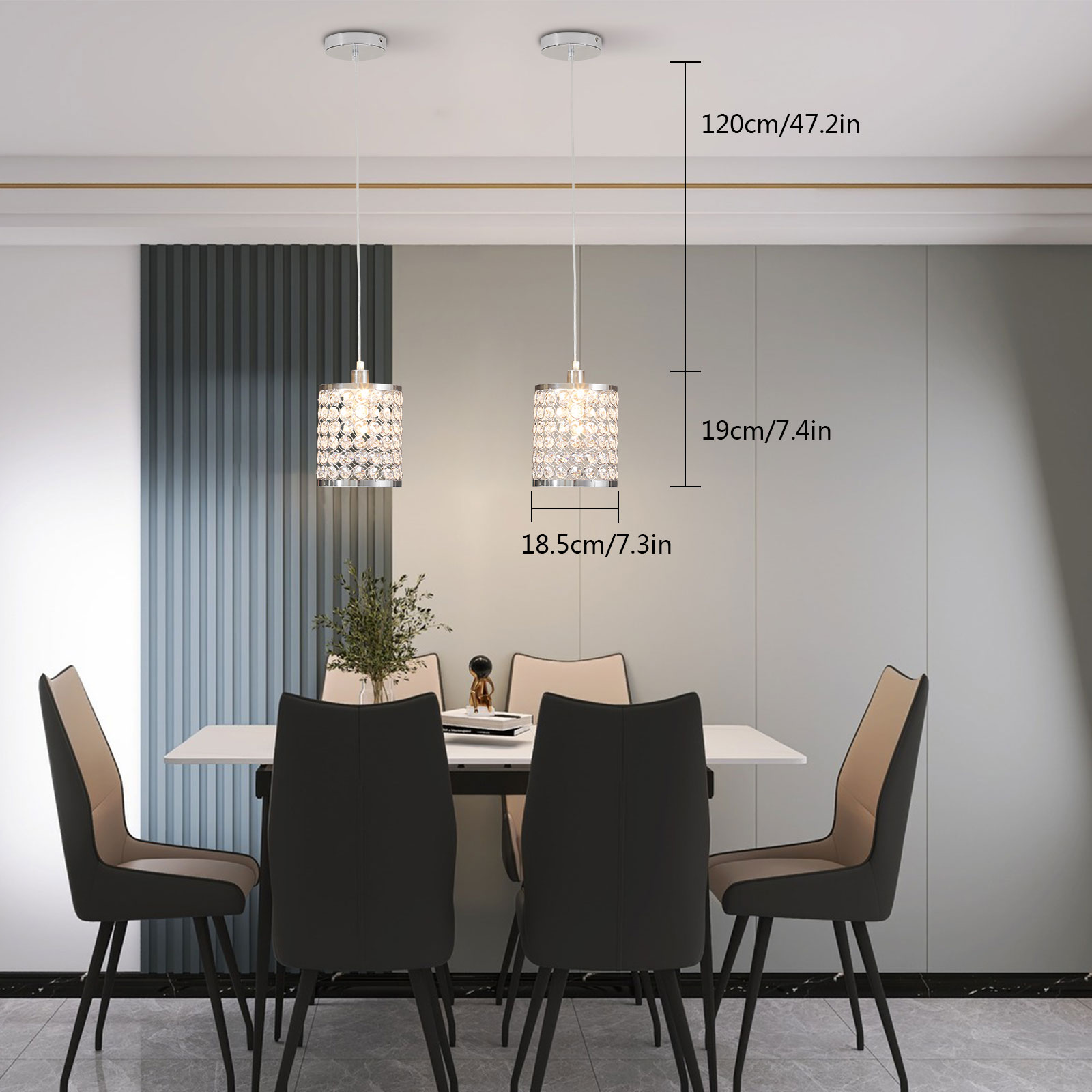 3pc Modern LED Crystal Ceiling Light Dining Room Pendant Lamp Lighting Chandelier for Kitchen, Restaurant, Living Room, Office (E12)
