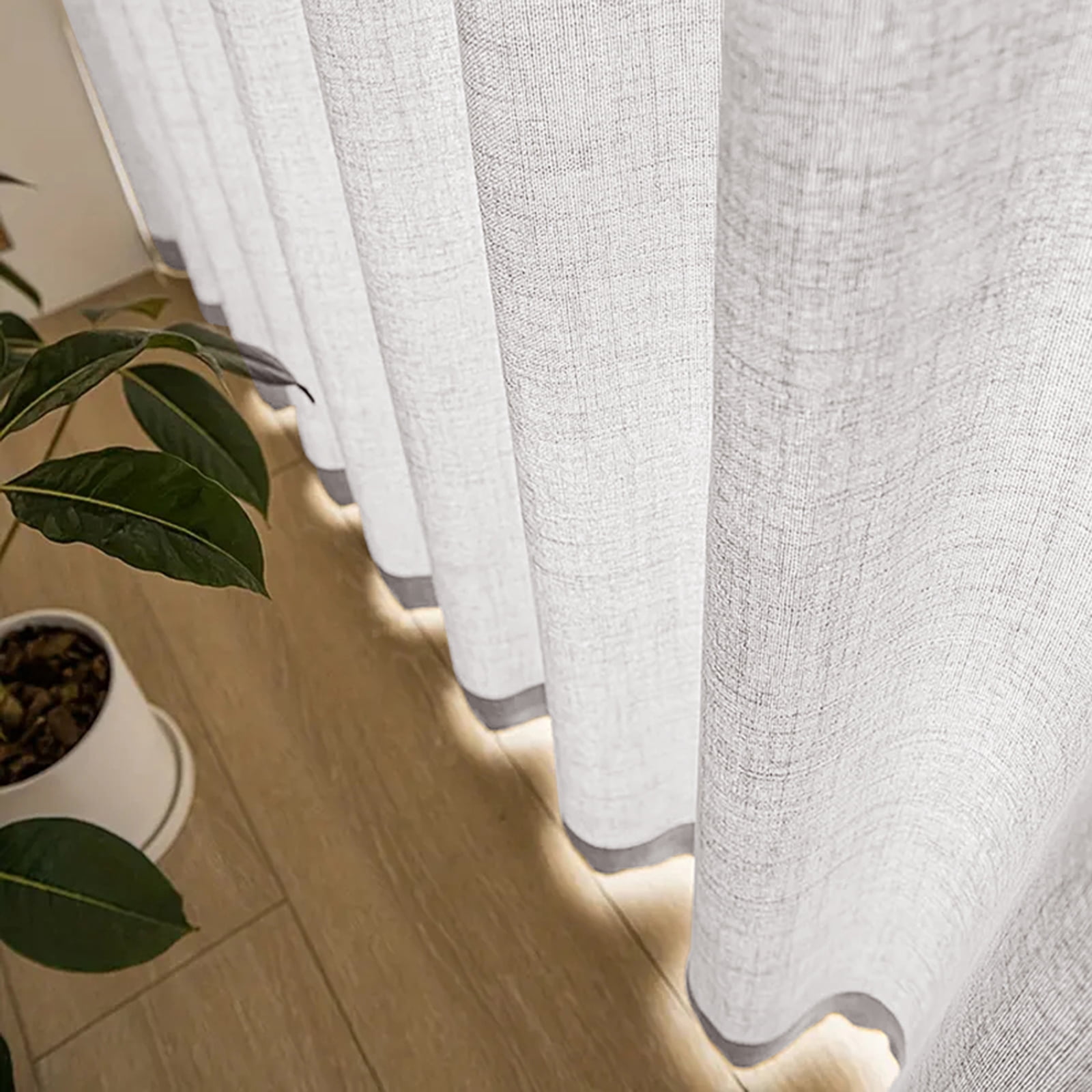 Lapalife Pinch Pleated Sheer Curtains 84 inches Long 2 Panels Set, Linen Pattern Light Filtering Sheer Curtain for Living Room Bedroom with Hooks and Rings, Ash Gray, 40"x 108"