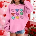 thumbnail image 6 of Pink Girls Hoodie Oversized Graphic Pullover with Colorful Hearts Print | Lightweight Casual Sweatshirt for Kids & Youth 4-14 Years,Size 5 T, 6 of 8