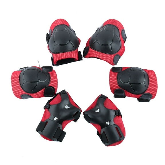 Sponge Skating Kids Elbow Knee Wrist Protective Gear Set Guard Pads Red Black 6pcs