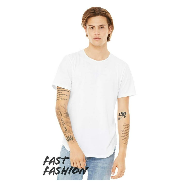 FWD Fashion Men's Curved Hem Short Sleeve T-Shirt WHITE L