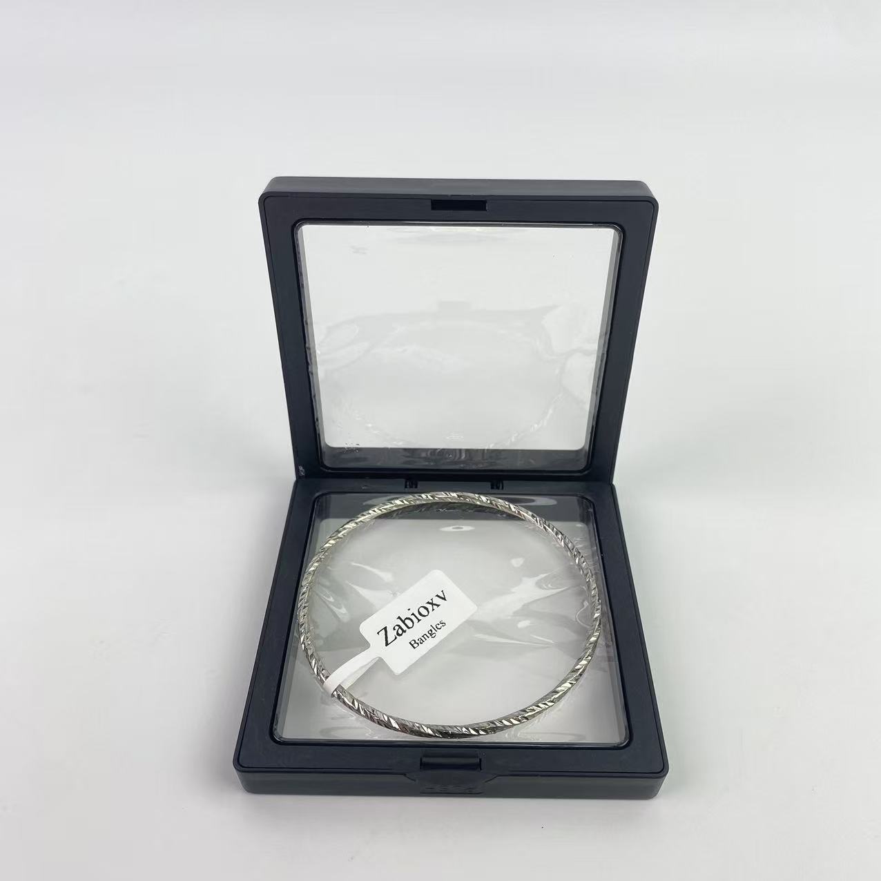 Plain 925 Sterling Silver D Shaped Hinged Bangle Bracelet Jewellery 7mm
