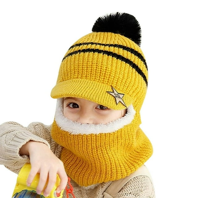 Bonnet d'Hiver pour Enfants, Tricoté en Peluche, Protection des Oreilles, Gris
