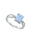 thumbnail image 4 of CHOOSE YOUR COLOR Princess Cut Blue Simulated Opal Clear CZ Ring 925 Sterling Silver Band White Female Size 9, 4 of 4