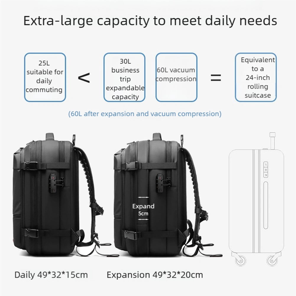 Onepackusa Backpack, Compression Travel Backpack, Multi-Layer Storage, Waterproof Design, Wet & Dry Separation And Anti-Theft Combination Lock, Large Capacity Backpack For Business Trips