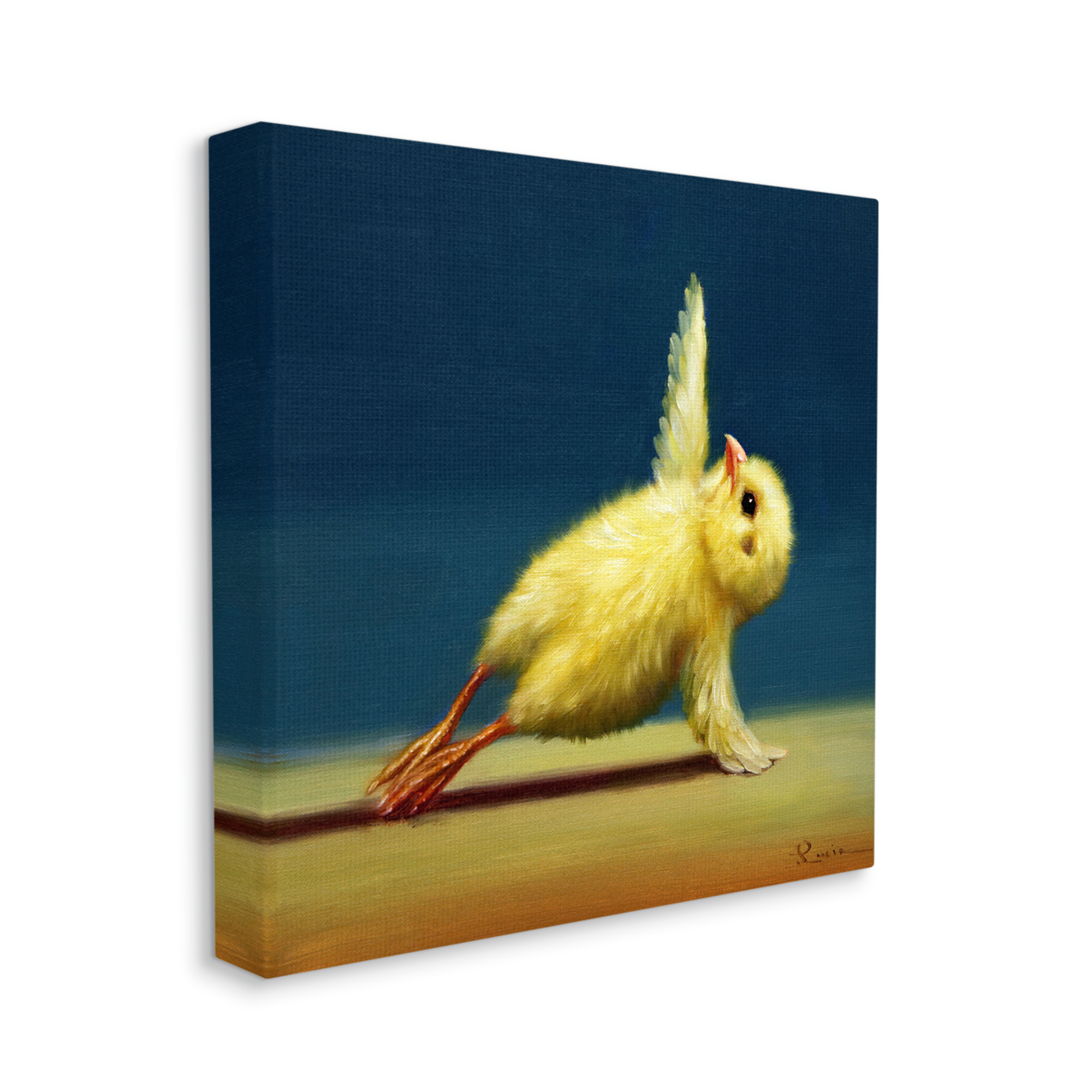Stupell Industries Cute Yellow Chick Stretching Yoga Detailed Painting Gallery-Wrapped Canvas Print Wall Art, 36x36, by Lucia Heffernan