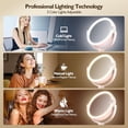 thumbnail image 4 of MOMOKUBA Makeup Mirror with Lights, Double Sided Magnifying Mirror with Light 20X, Height Adjustable Light Up Mirror, Rechargeable 3 Color Lights, 360° Rotation Detachable Comes with Tweezer (Pink), 4 of 8