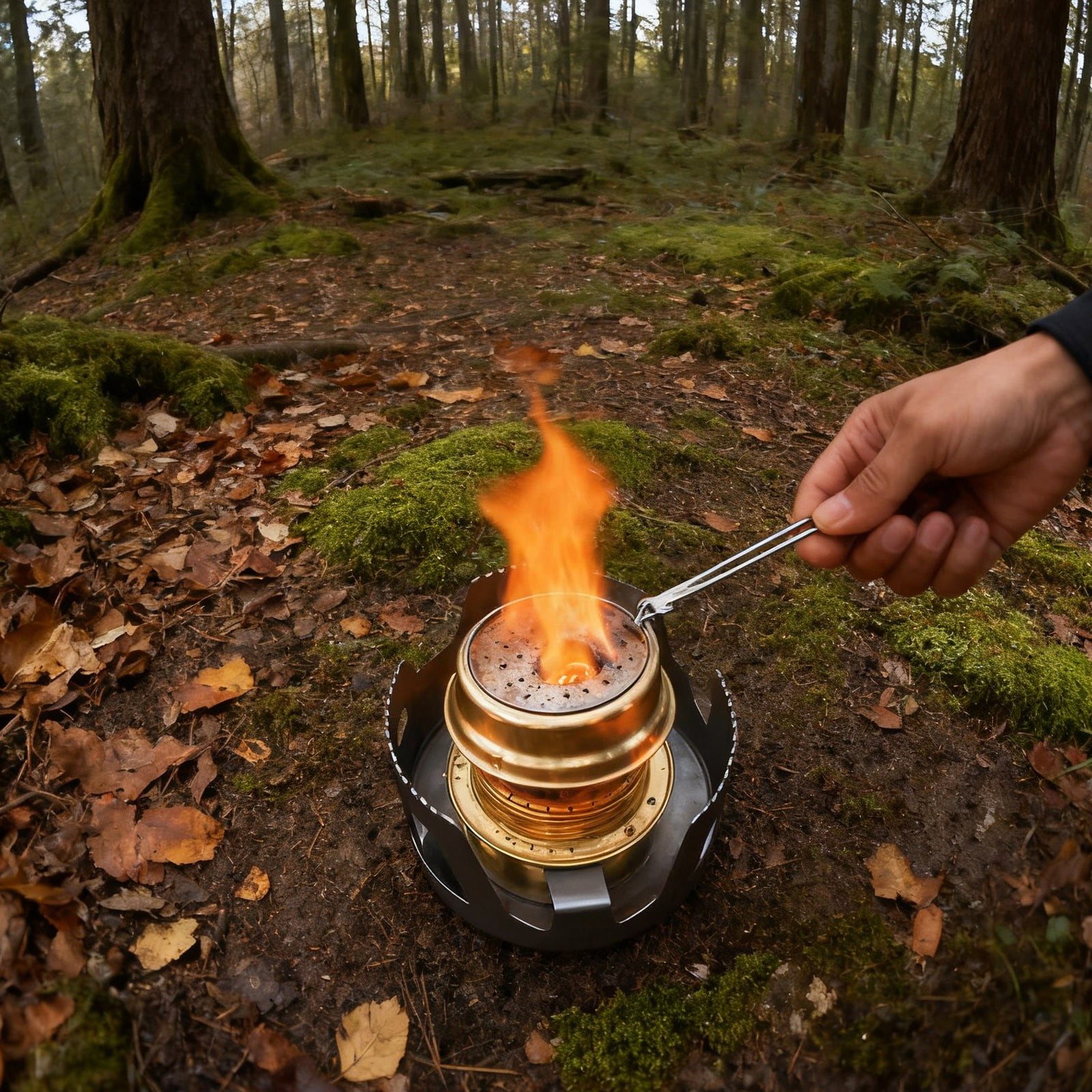 Lightweight Portable Stove Burner, Mini Camping Stove with Aluminum Stand & Windshield, Backpacking Stove for Outdoor Cooking, Hiking, Picnic, Survival Gear