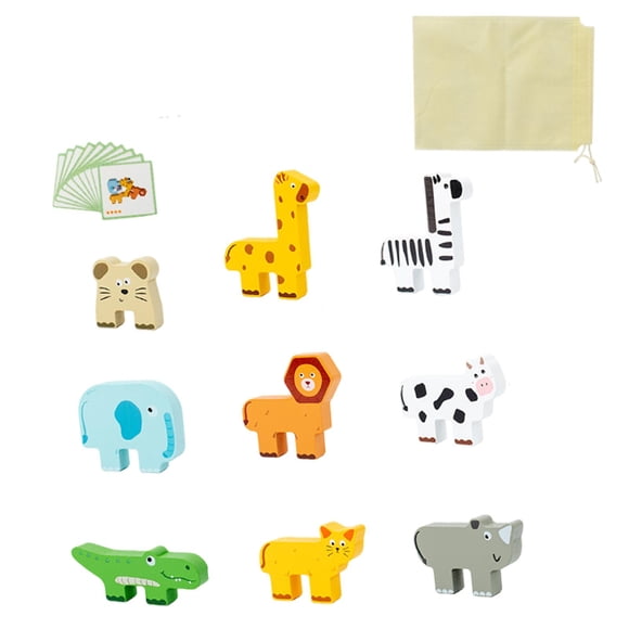Juguetes apilables de madera, actividad educativa de equilibrio, juego de equilibrio de habilidades motoras, bloques de animales de madera para año Nu