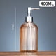 thumbnail image 5 of Elegante dispensador de jabón con rayas verticales galvanizadas, de color naranja transparente y rellenable para uso en baños y cocinas, 5 of 5