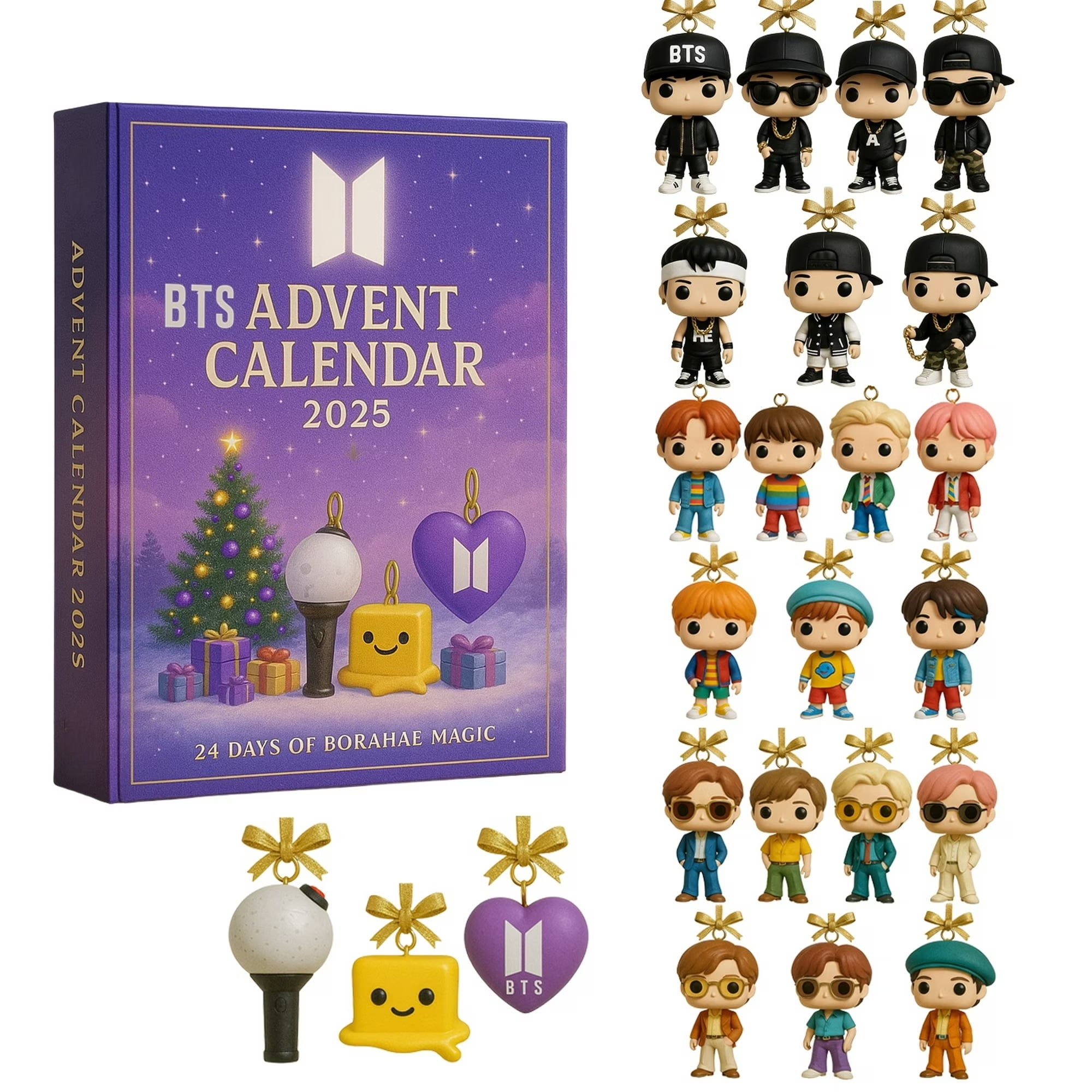 BTS Advent Calendar 2025, 24 Chibi Style Ornaments & Collectible