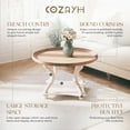 thumbnail image 3 of COZAYH Rustic Round Wood Coffee Table with Storage and Tray, White, 3 of 10