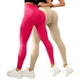 thumbnail image 2 of Women's Textured Hip Lifting Fitness Pants with Tummy Control, High Waisted Peach Booty Yoga Pants 2PC Set, Seamless Workout Leggings for Gym, Running and Daily Training Rose Gold XXL, 2 of 3
