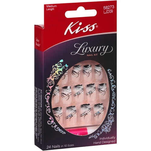 Kiss Luxury Nail Kit Nails, 24 count - Walmart.com - Walmart.com