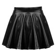 thumbnail image 2 of TiaoBug Kids Girls Shinny Metallic Mini Skater Skort Glossy Flared Pleated Scooter Skirt Black 10, 2 of 6
