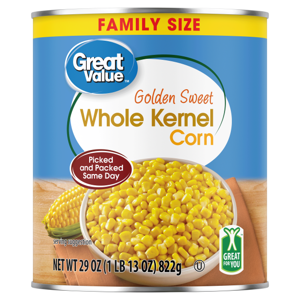 Great Value Canned Whole Kernel Sweet Corn, 29 oz Can 