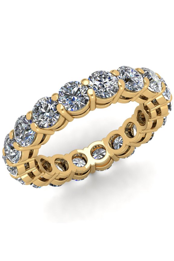 Natural 4.50Ct Round Cut Diamond Shared Prong Gallery Women's Anniversary Wedding Eternity Band Ring Solid 18k Yellow Gold G SI1