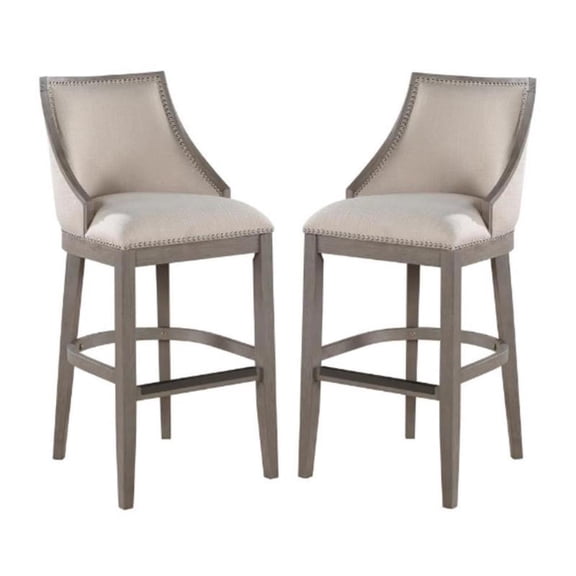Home Square Solid Driftwood Bar Stool in Gray Finish - Set of 2