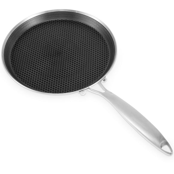 NUAHRHY Crepe Pan Nonstick Honeycomb Dosa Pan Stainless Steel Ergonomic Handle Kitchen Pancake Pan Induction Compatible Tortilla Pan for Induction Cooker Gas Stove