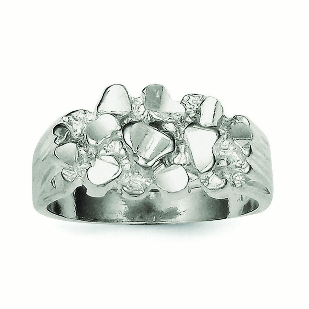 JewelryWeb Sterling Silver Mens Nugget Ring Ring Size